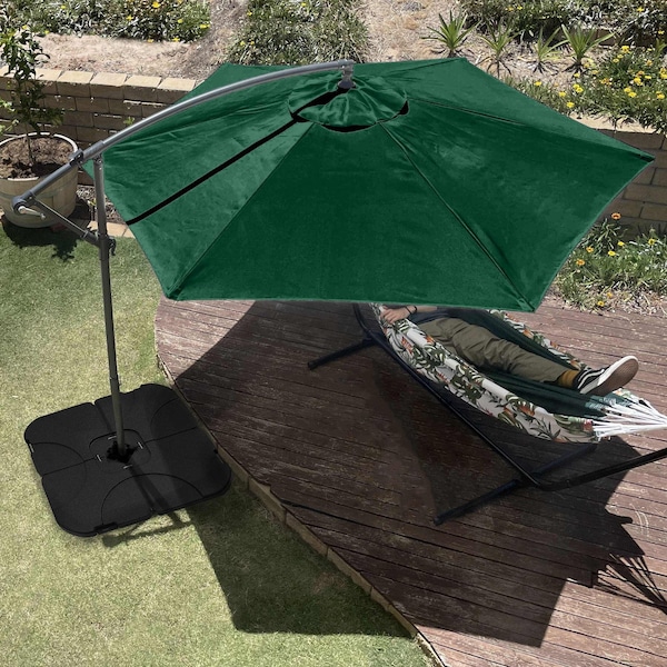 Pure Garden 9ft Half Umbrella with Base, Dusty Green 50-LG1038B - main